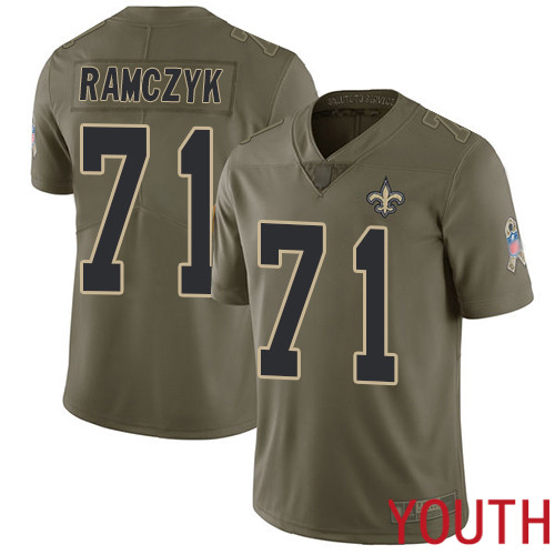 New Orleans Saints Limited Olive Youth Ryan Ramczyk Jersey NFL Football #71 2017 Salute to Service Jersey->youth nfl jersey->Youth Jersey